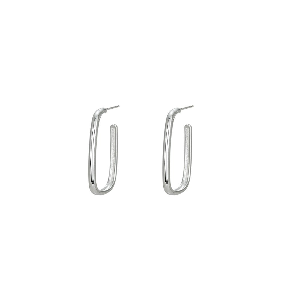 Silver Tick Rectangle Earrings