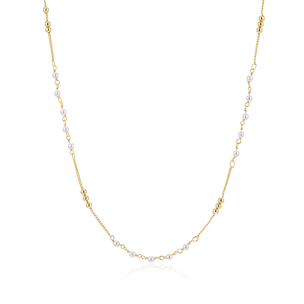 Gold Plated Beaded Pearl Necklace e&e Jewellery