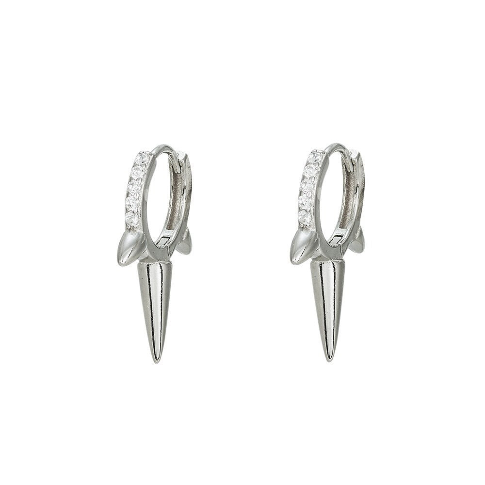 Sterling Silver Large Thorn Hoop Earrings