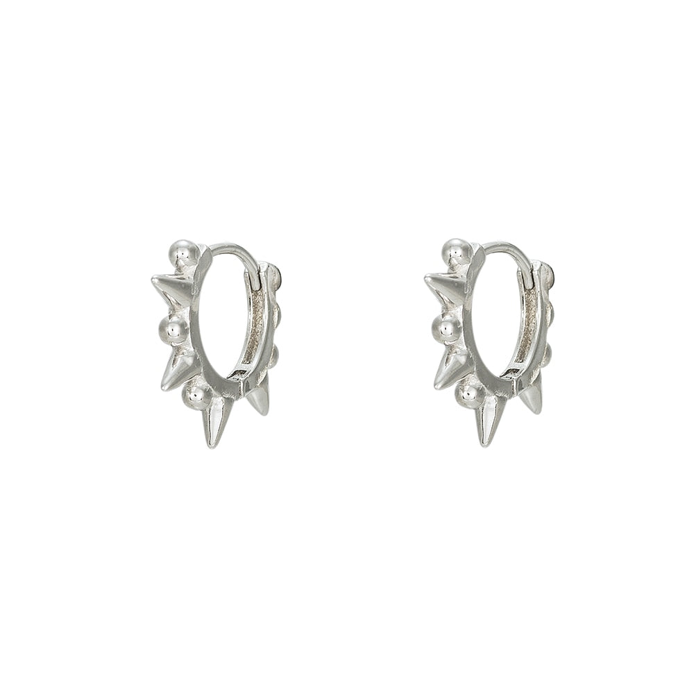 Sterling Silver Thorn Hoop Earrings 