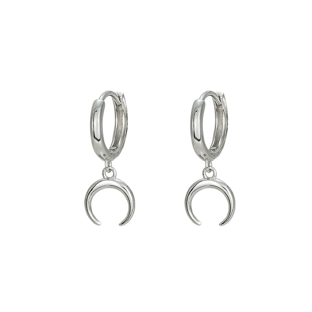 Sterling Silver Crescent Dangly Earrings