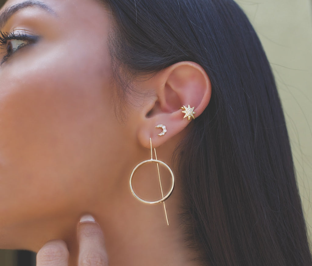 Crescent Sterling Silver Stud 