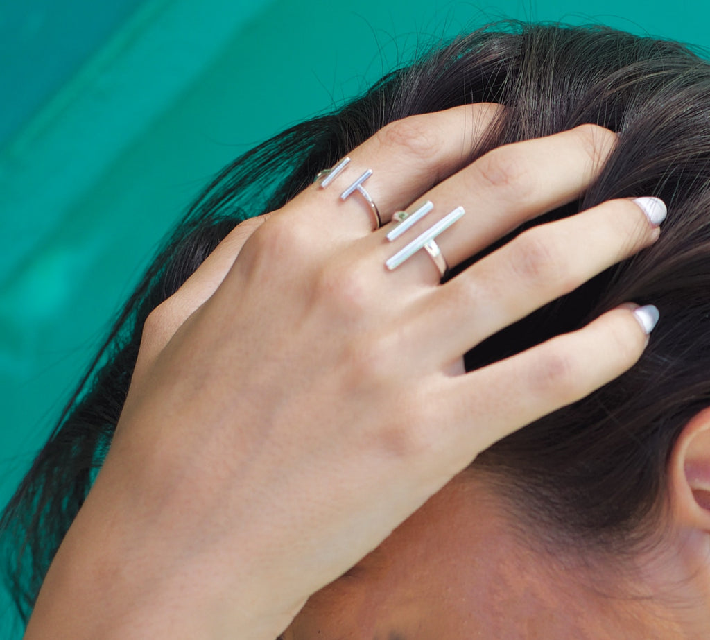 Sterling Silver Adjustable Parallel Bar Ring