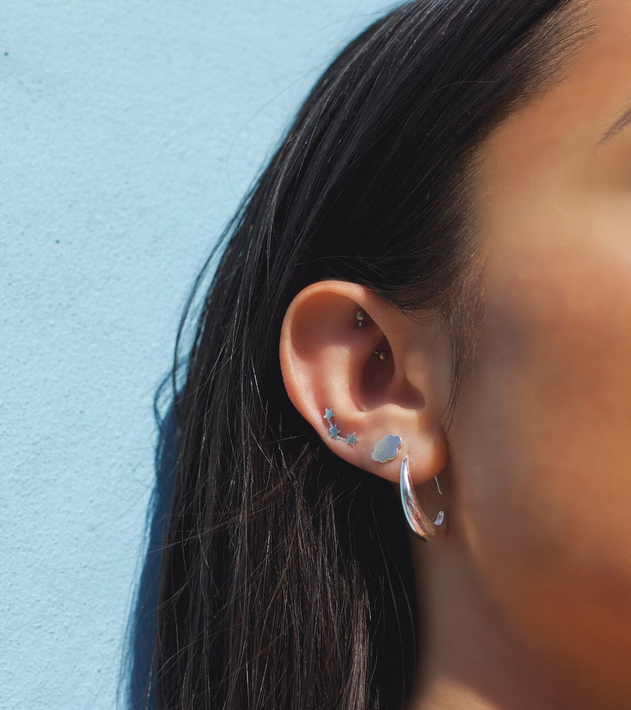 Sterling Silver Cloud Stud Earrings