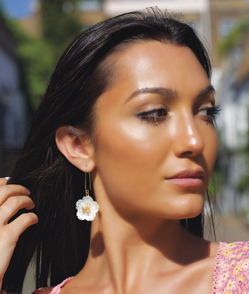 Flower Drop Earrings in Gold Plated