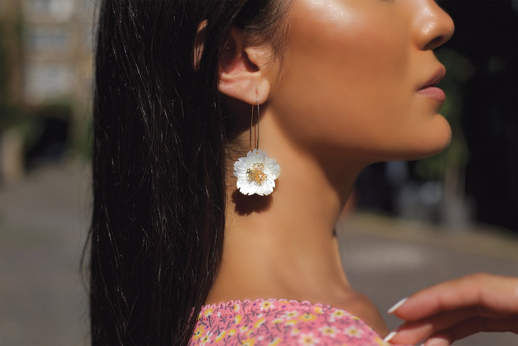 Flower Drop Earrings in Gold Plated