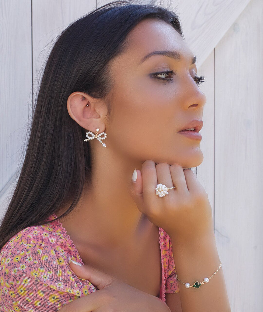 Pearl Bucket Gold Plated Ring