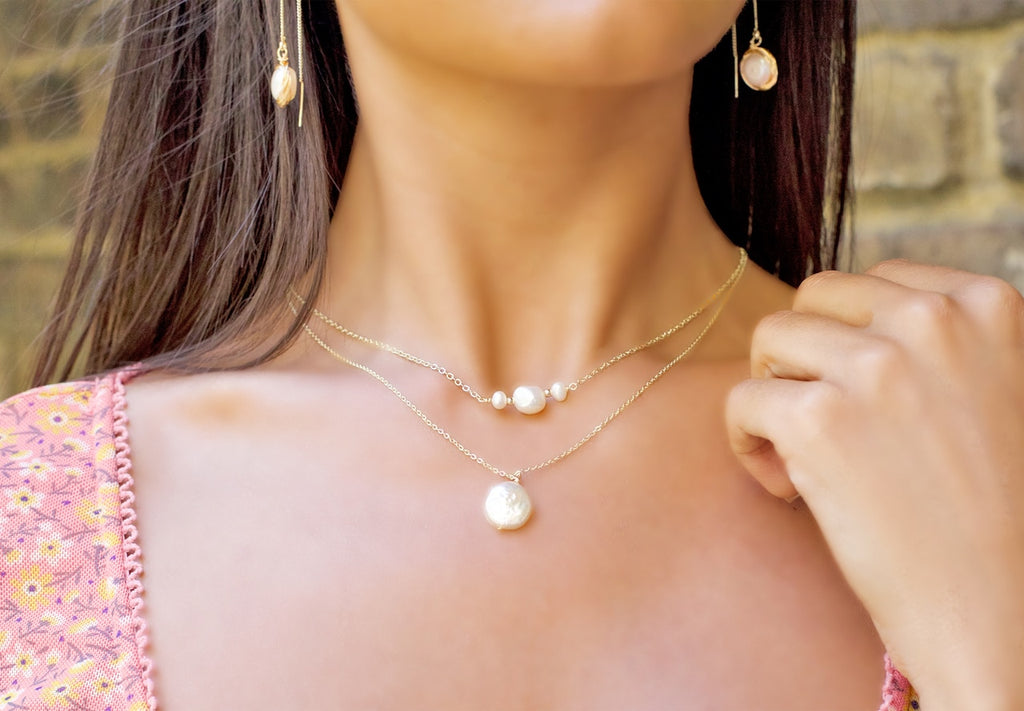 Triple Pearl Necklace in Gold Plated