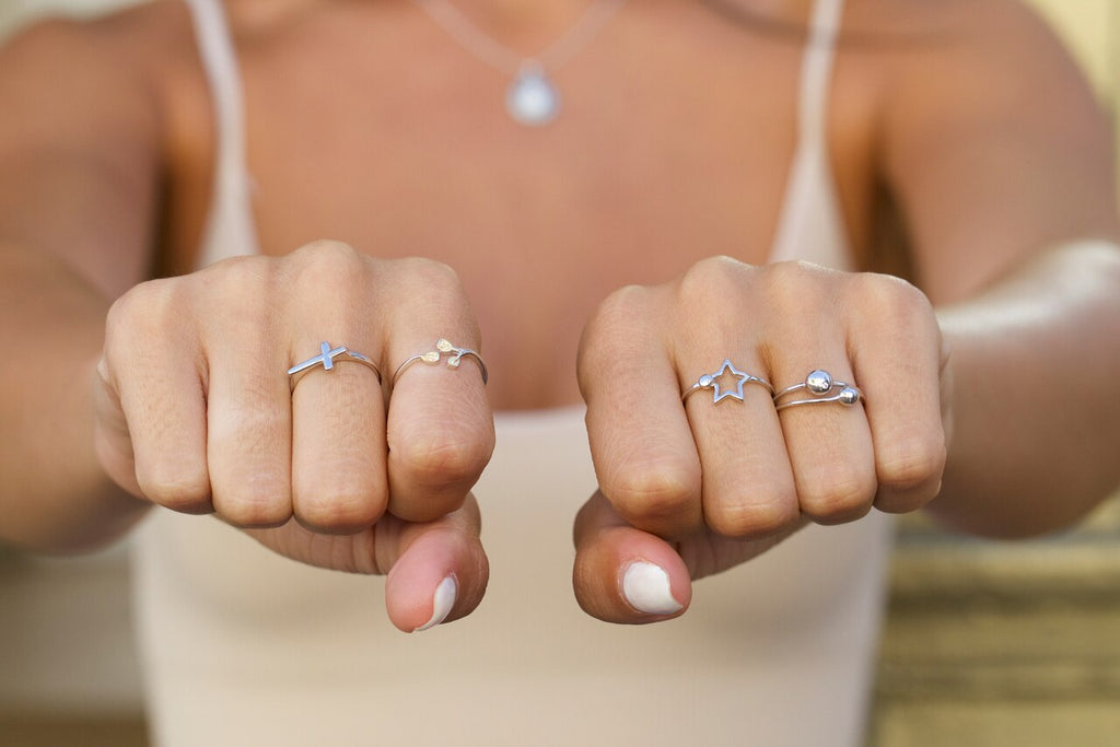 Adjustable Star Ring in Sterling Silver