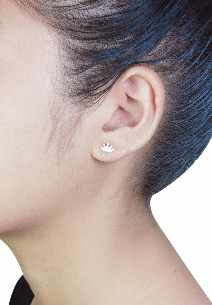 Sterling Silver Crown Stud Earrings