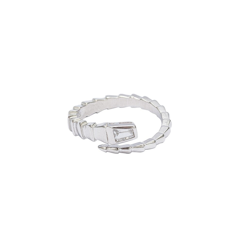 Sterling Single Stone Snake Ring
