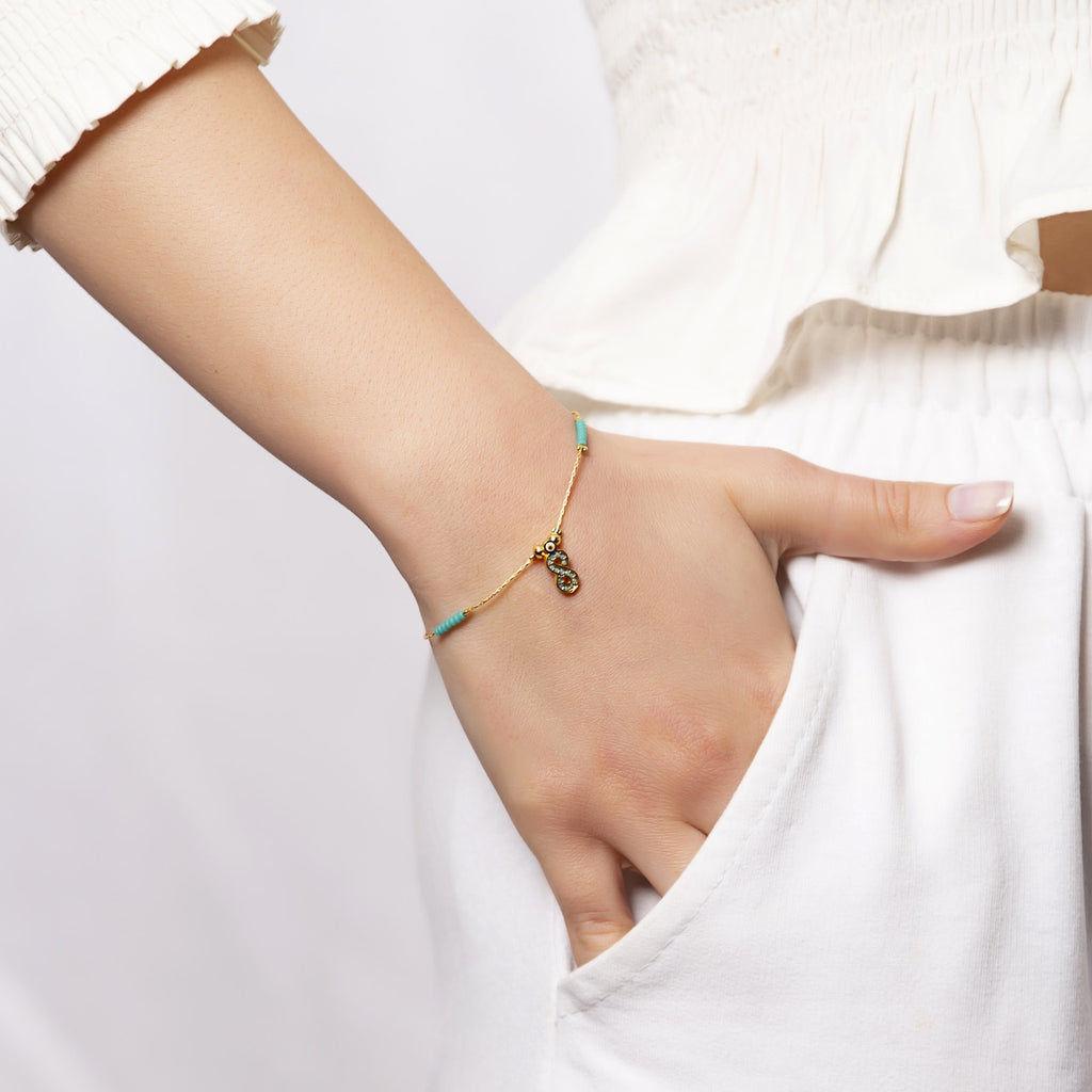 Gold Plated Beaded Infinity Bracelet