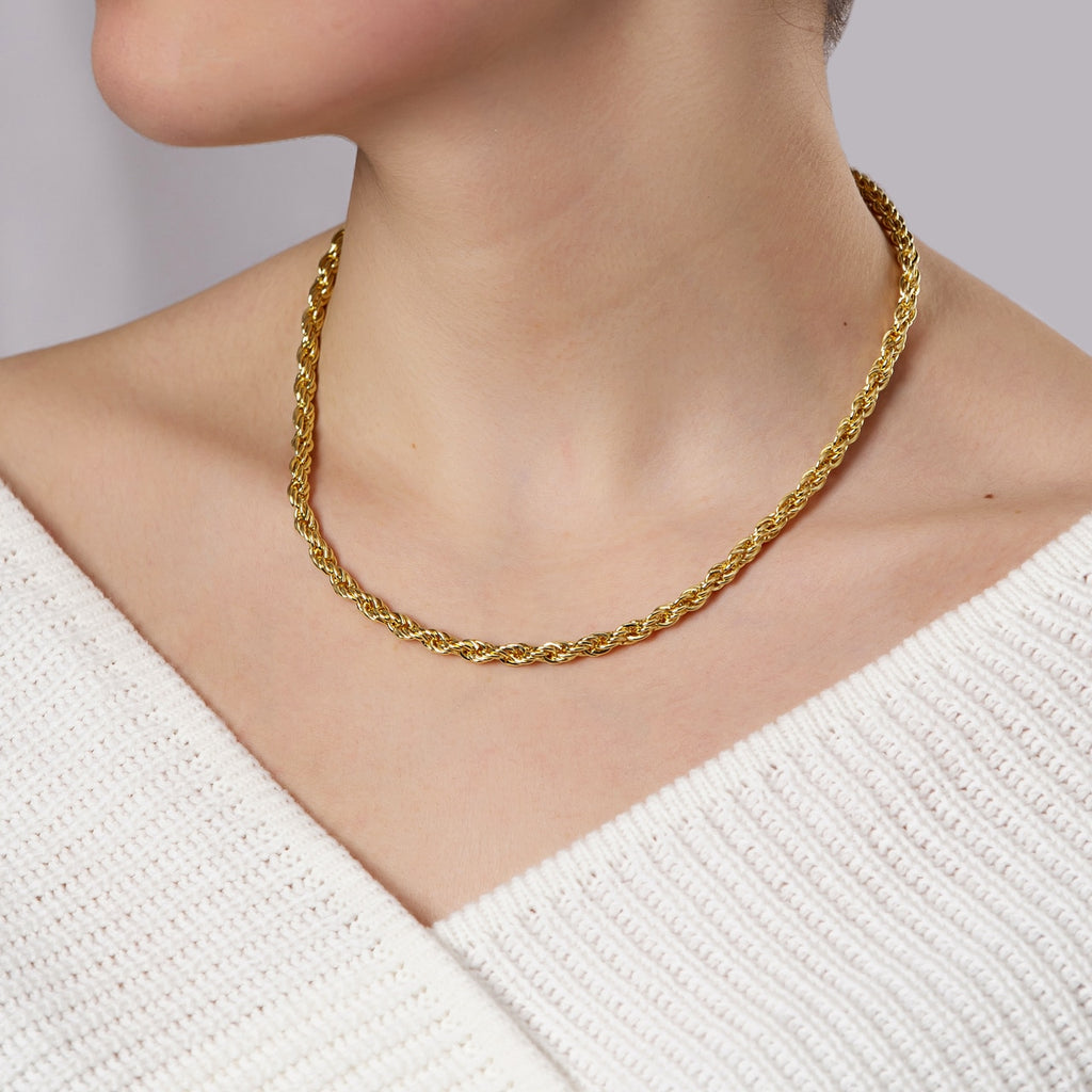 Gold Plated Rope Chain Necklace