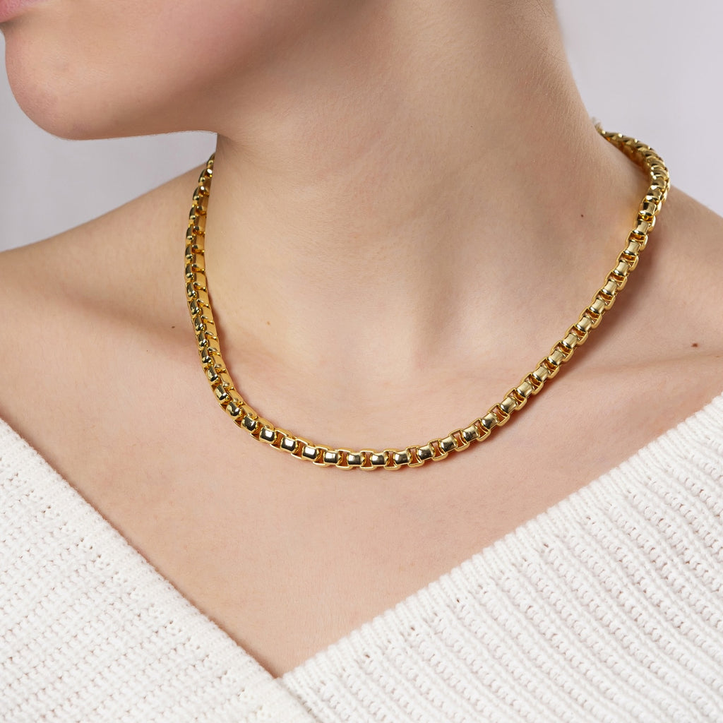 Gold Plated Box Chain Necklace