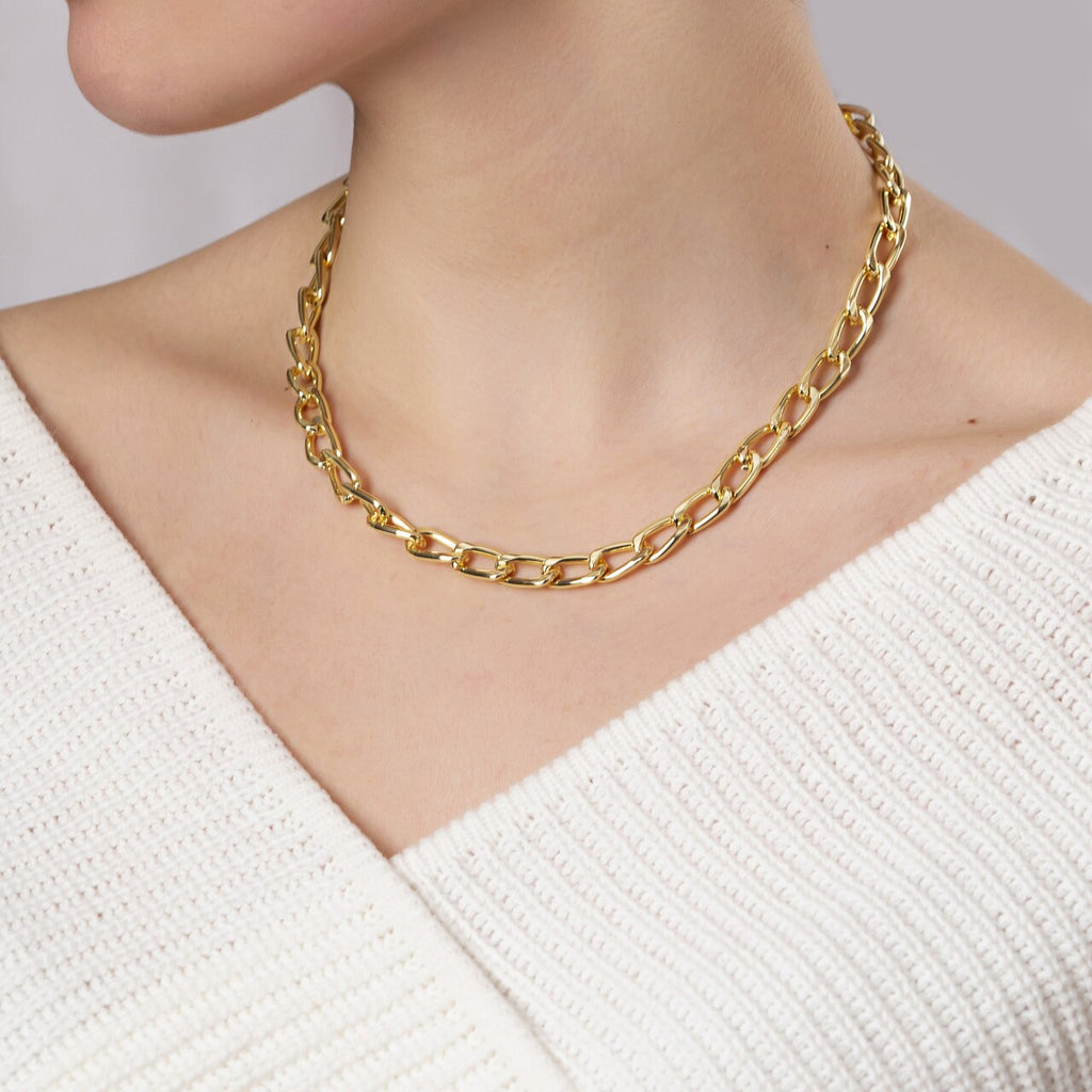 Gold Plated Large Curb Chain Necklace