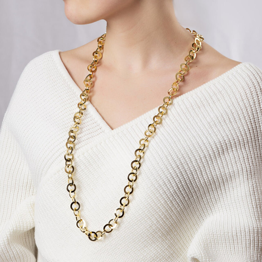 Gold Plated Large Cable Chain Necklace