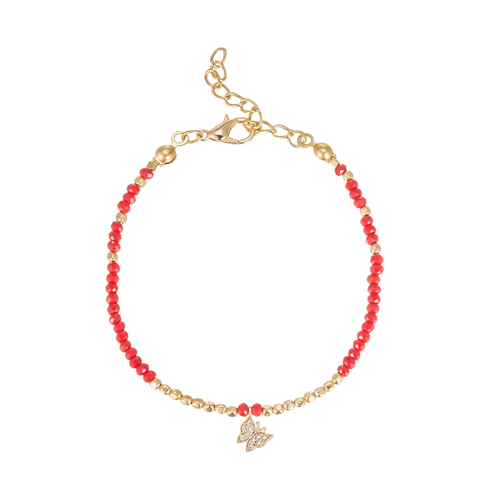 Red Butterfly Friendship Bracelet in Gold Plated