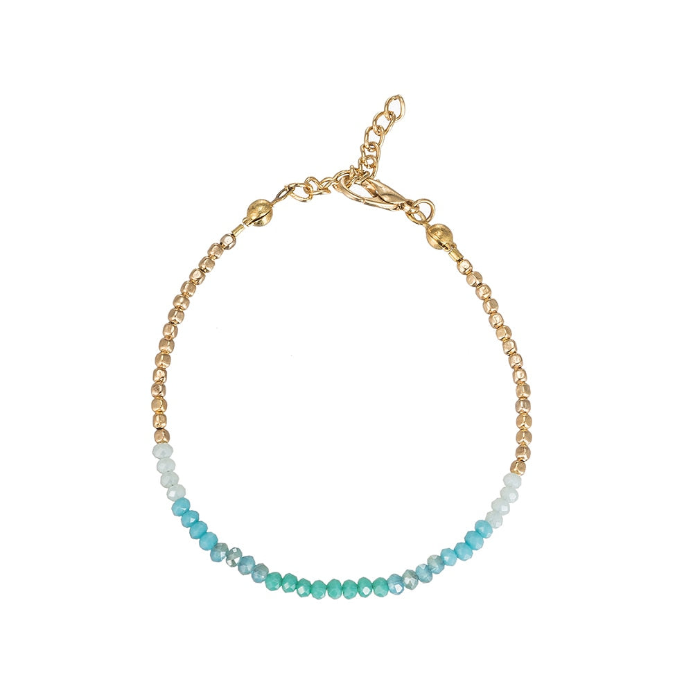 Turquois Beaded Tone-on-Tone Friendship Bracelet in Gold Plated