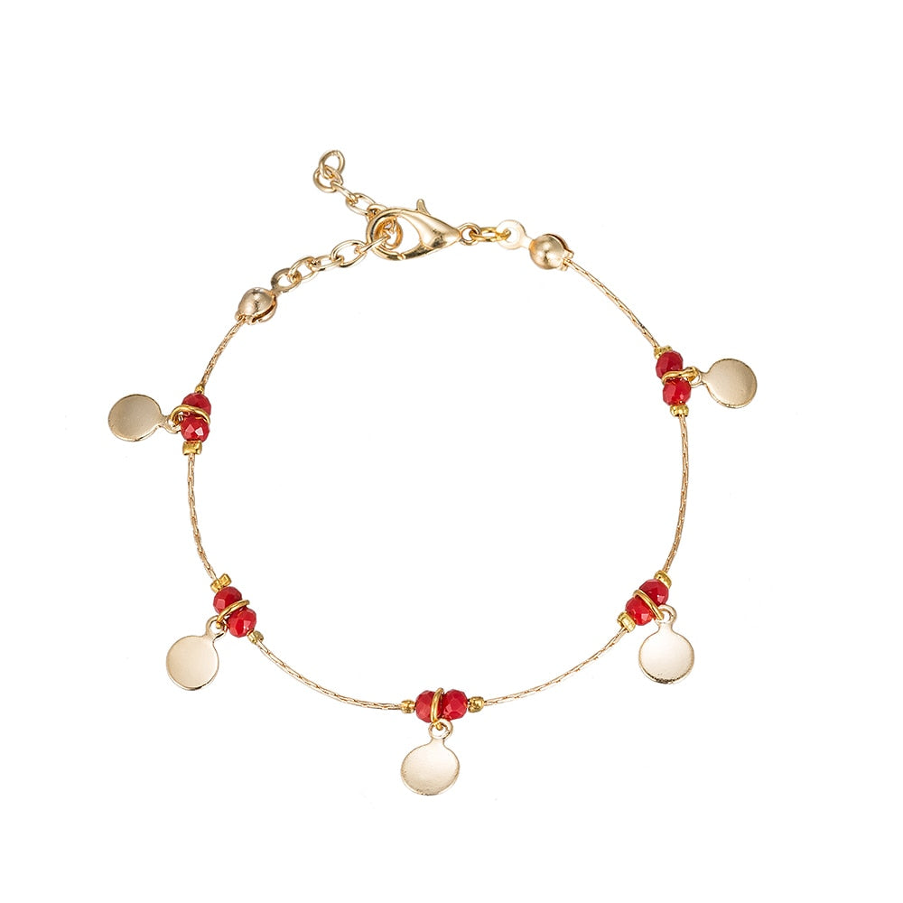 Red Five Point Friendship Bracelet in Gold Plated