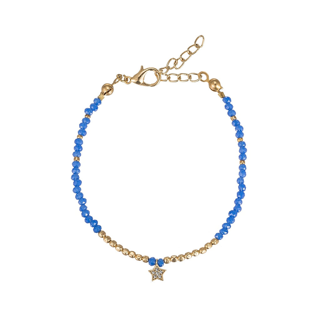 Blue Stone Star Gold Plated Friendship Bracelet