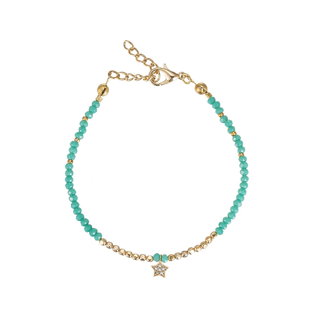 Water GreenStone Star Gold Plated Friendship Bracelet