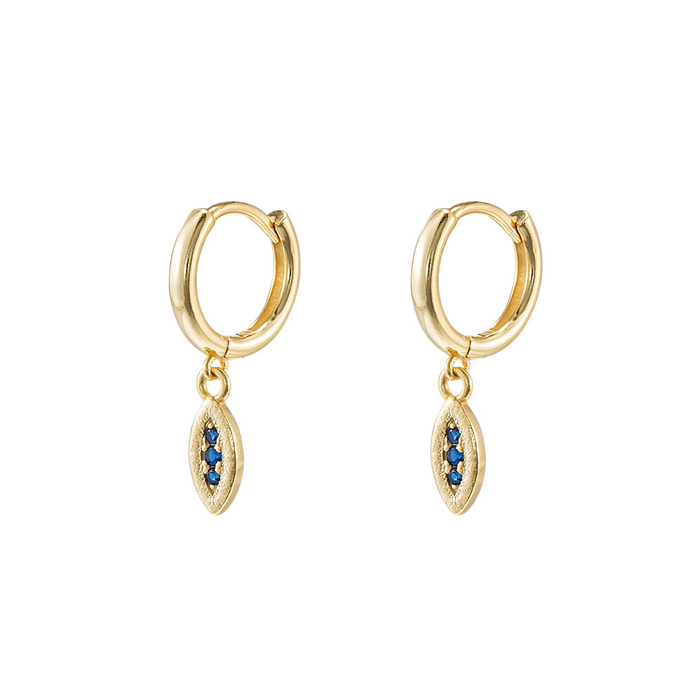 Sterling Silver Blue Charm Huggie Earrings by Covent Garden