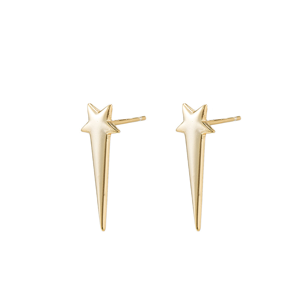 Sterling Silver Long Star Stud Earrings