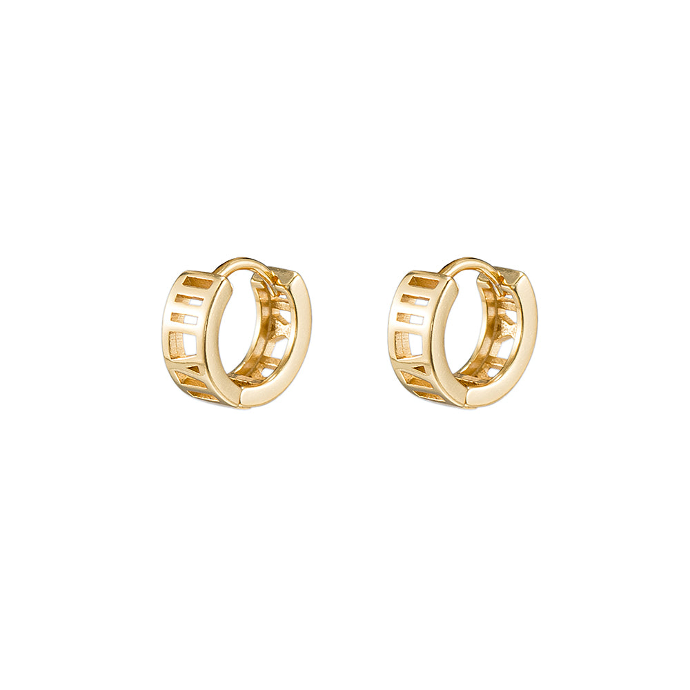 Covent Garden Roman Numerals Huggie Earrings