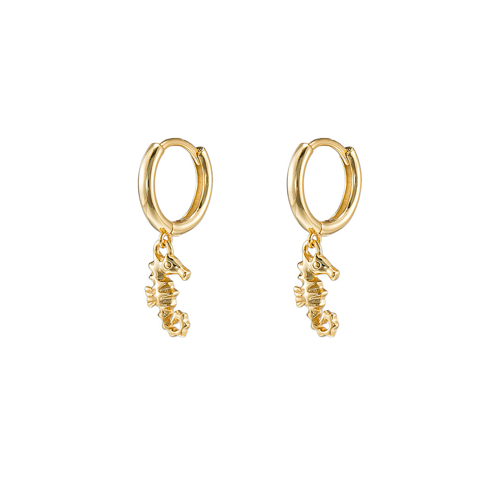 Sterling Sea Horse Huggie Earrings