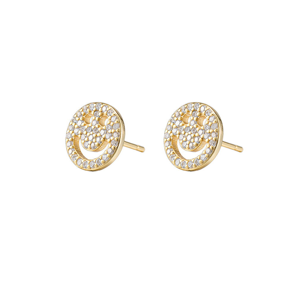 CZ Smiley Face Stud Earrings