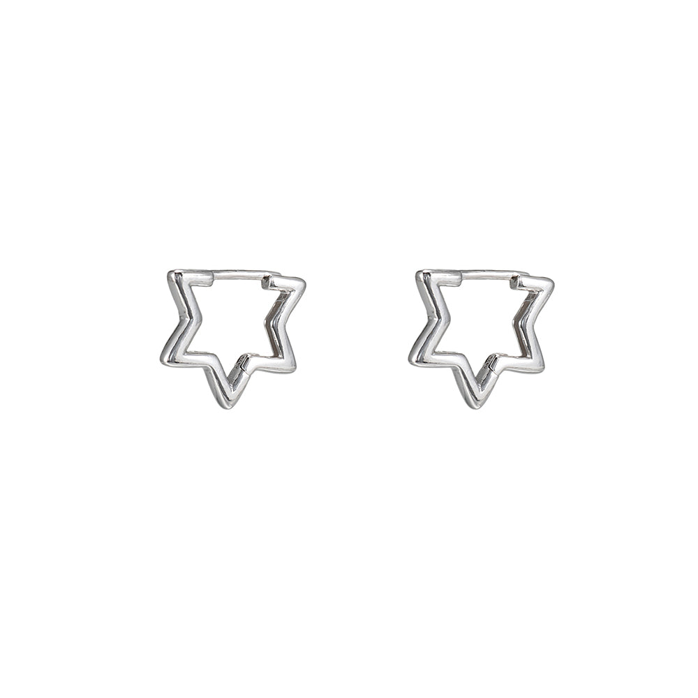 Sterling Star Huggie Hoop Earrings