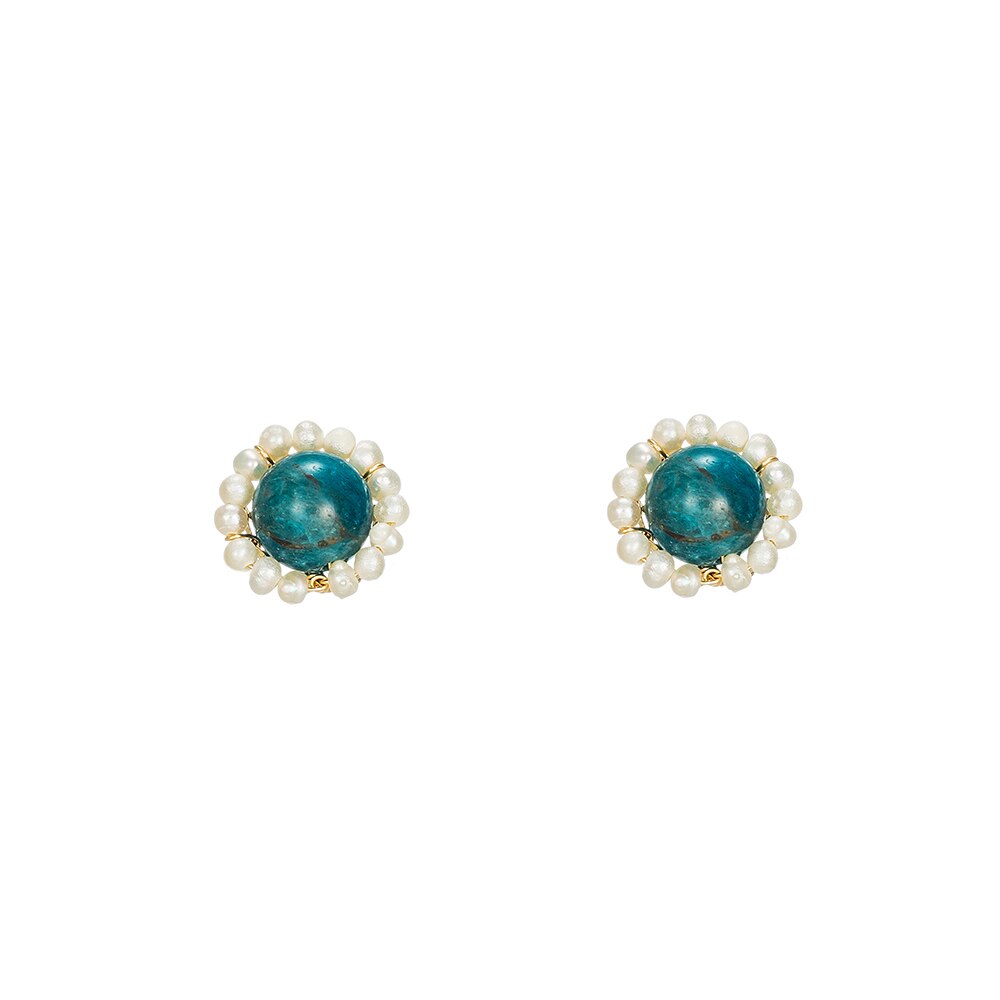Turquoise and Pearl Stud Earrings