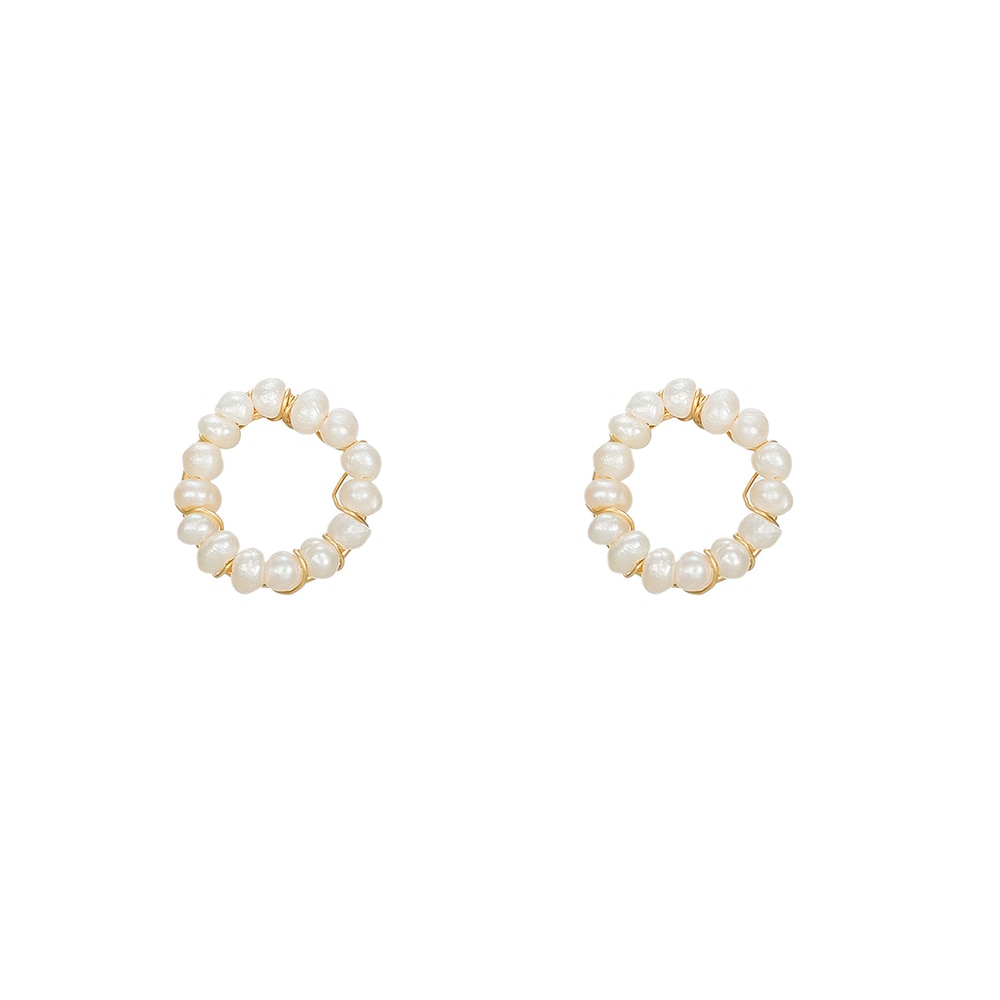 Beaded Pearl Stud Earrings