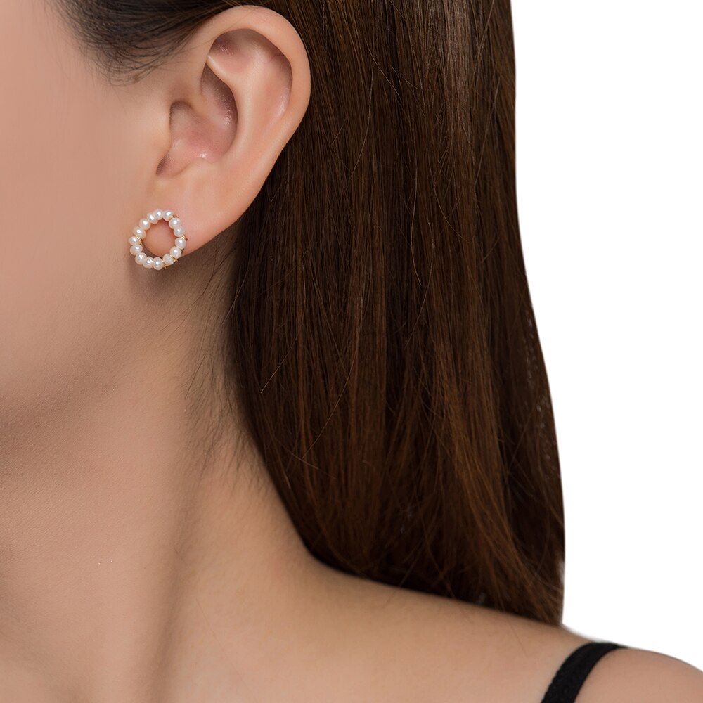 Beaded Pearl Stud Earrings