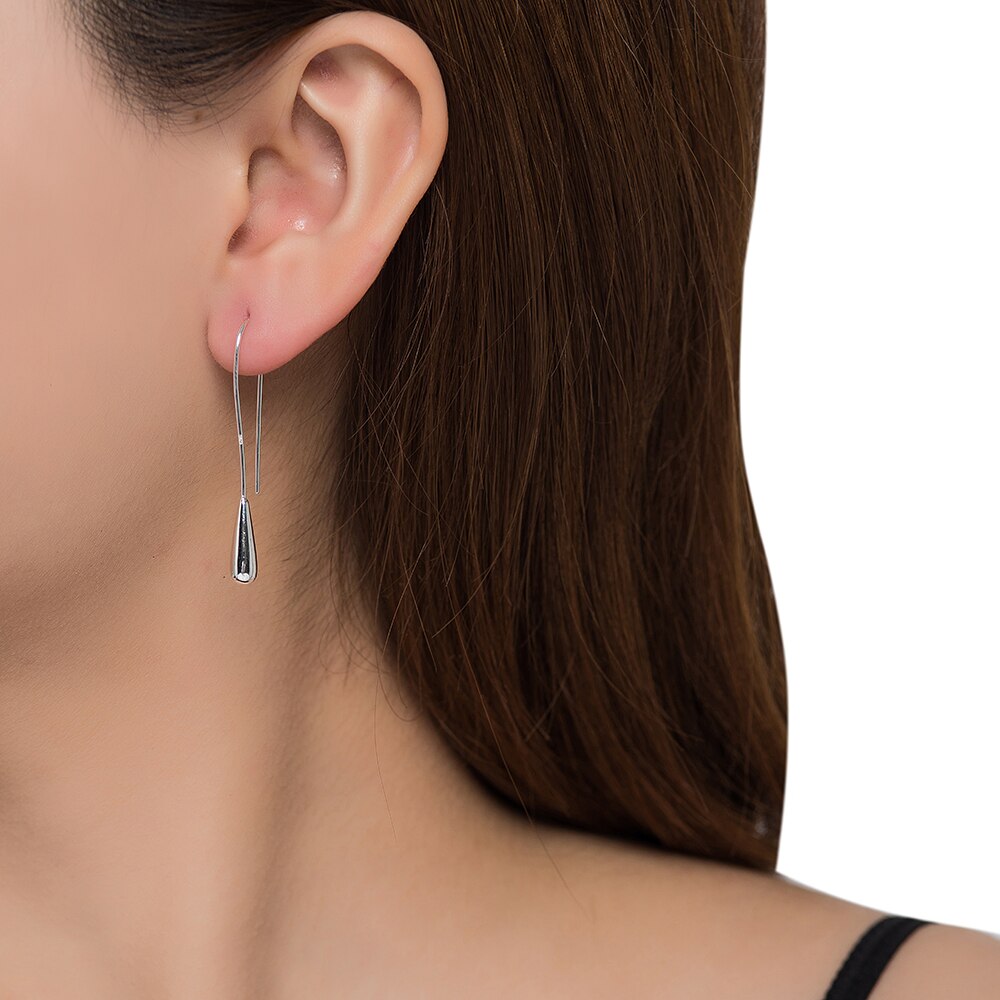 Silver Wire Drop Earrings