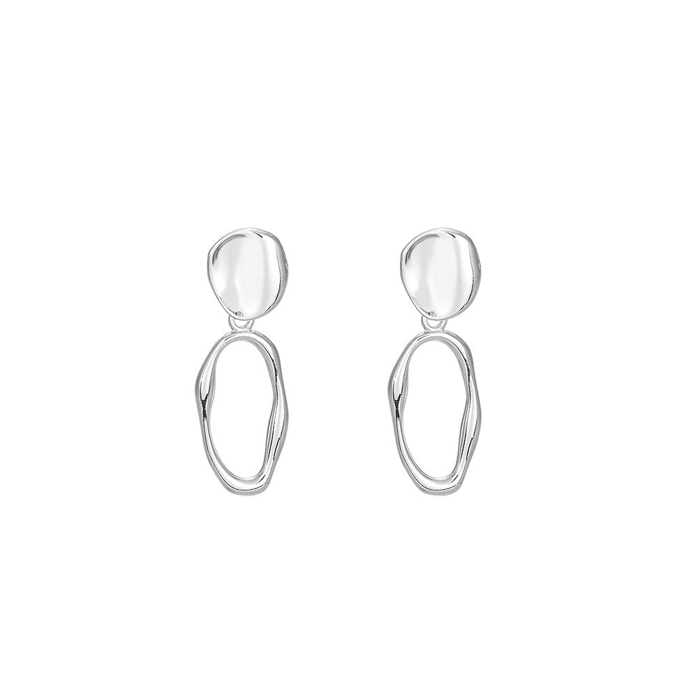 Silver Heterogen Oval Earrings 