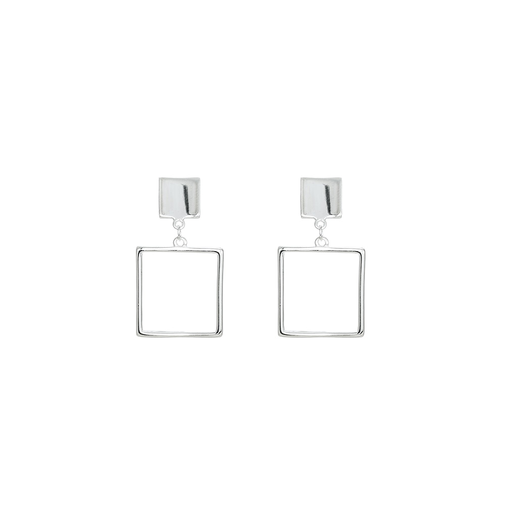 Silver Dangly Square Earrings