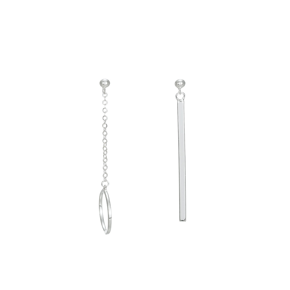 Silver Stick and Circle earrings