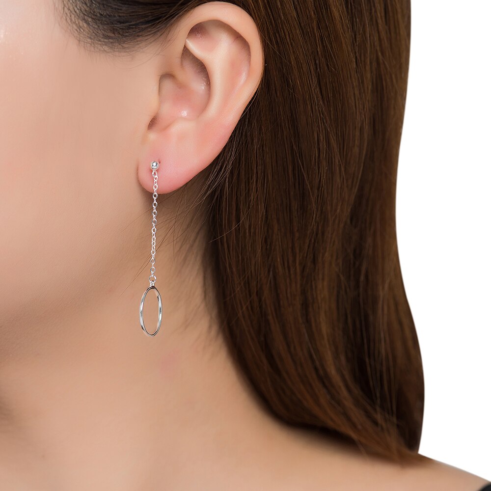 Silver Stick and Circle earrings