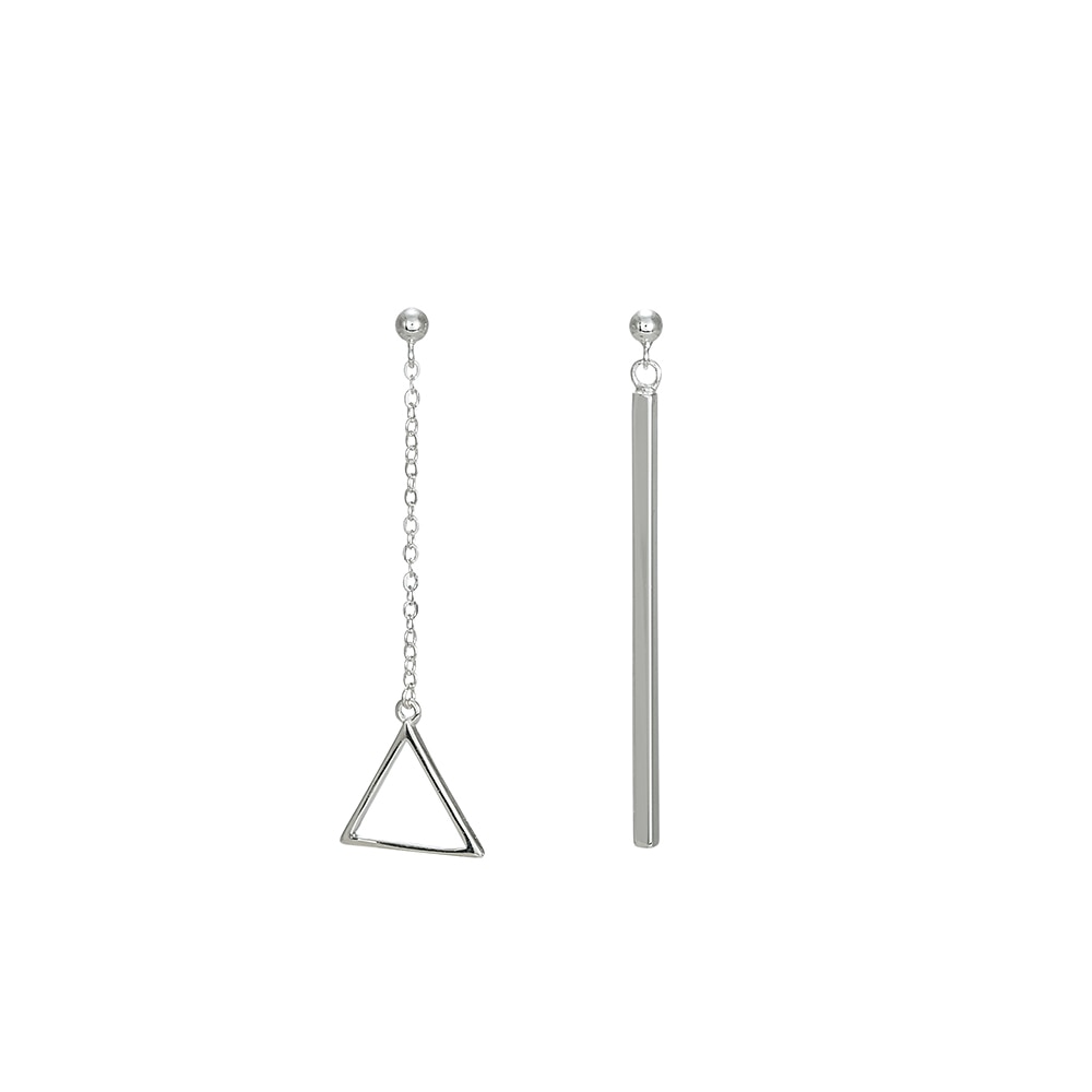 Silver Stick and Triangle Earrings