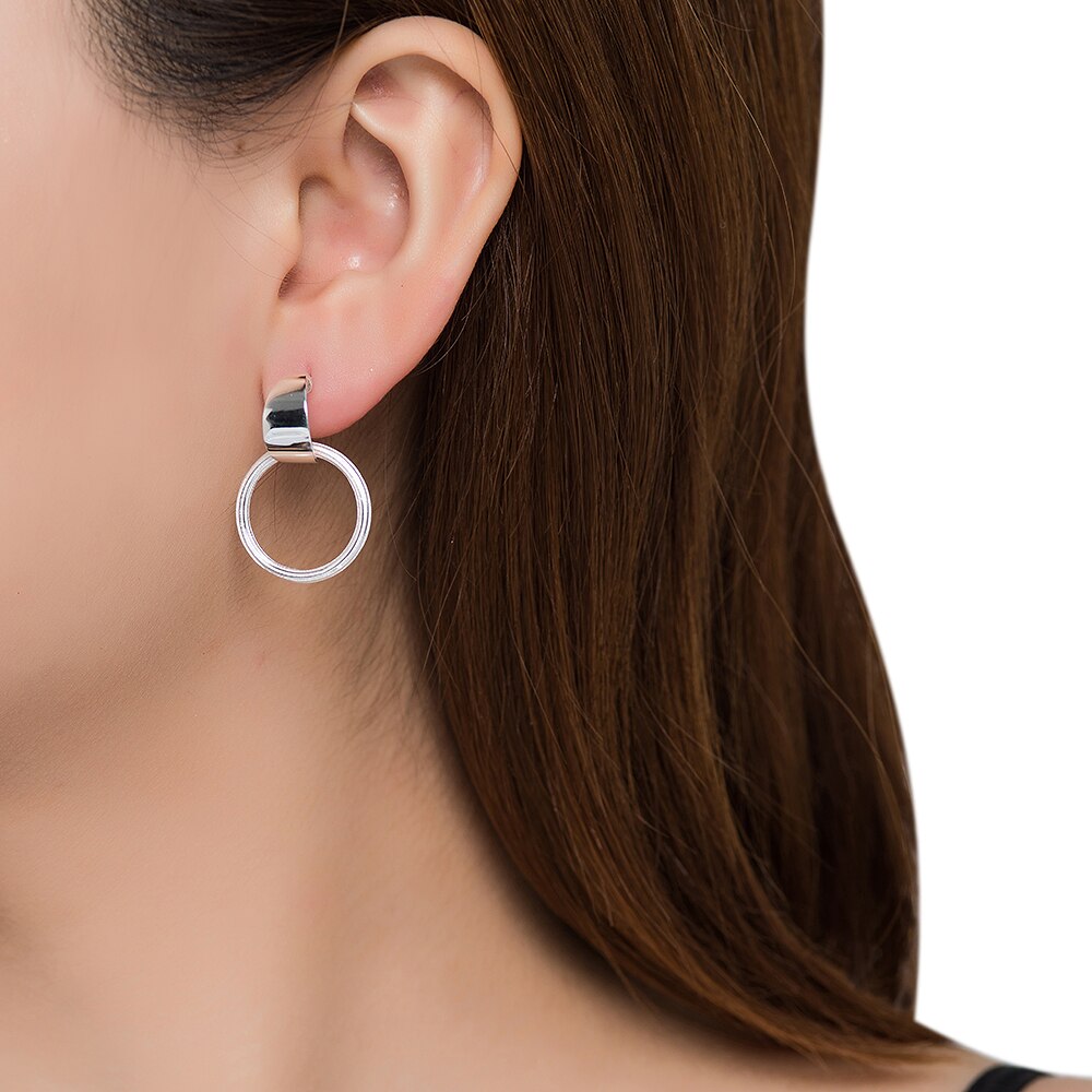 Large Silver Circle Earrings 