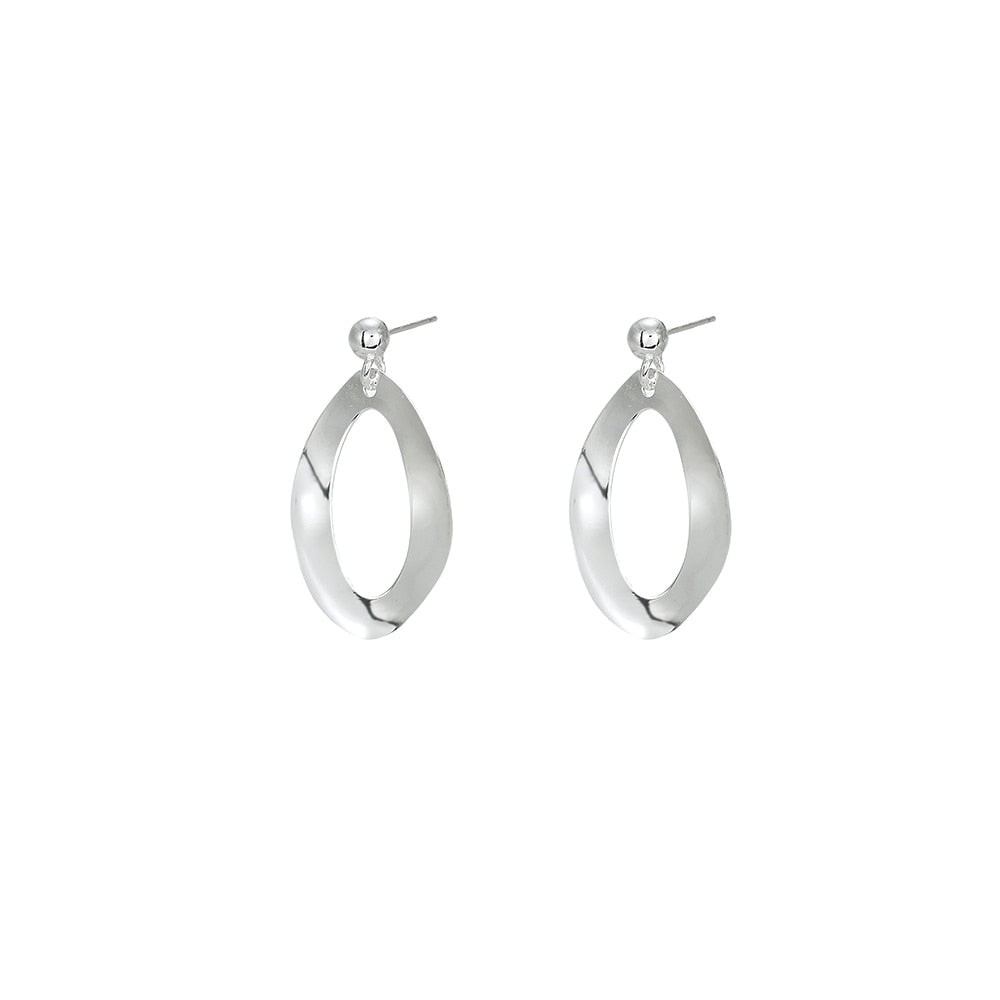 Large Silver Bubbly Oval Earrings