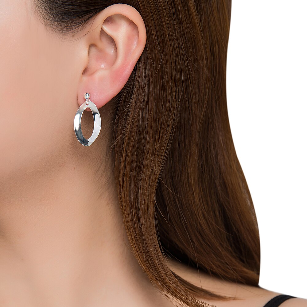 Large Silver Bubbly Oval Earrings