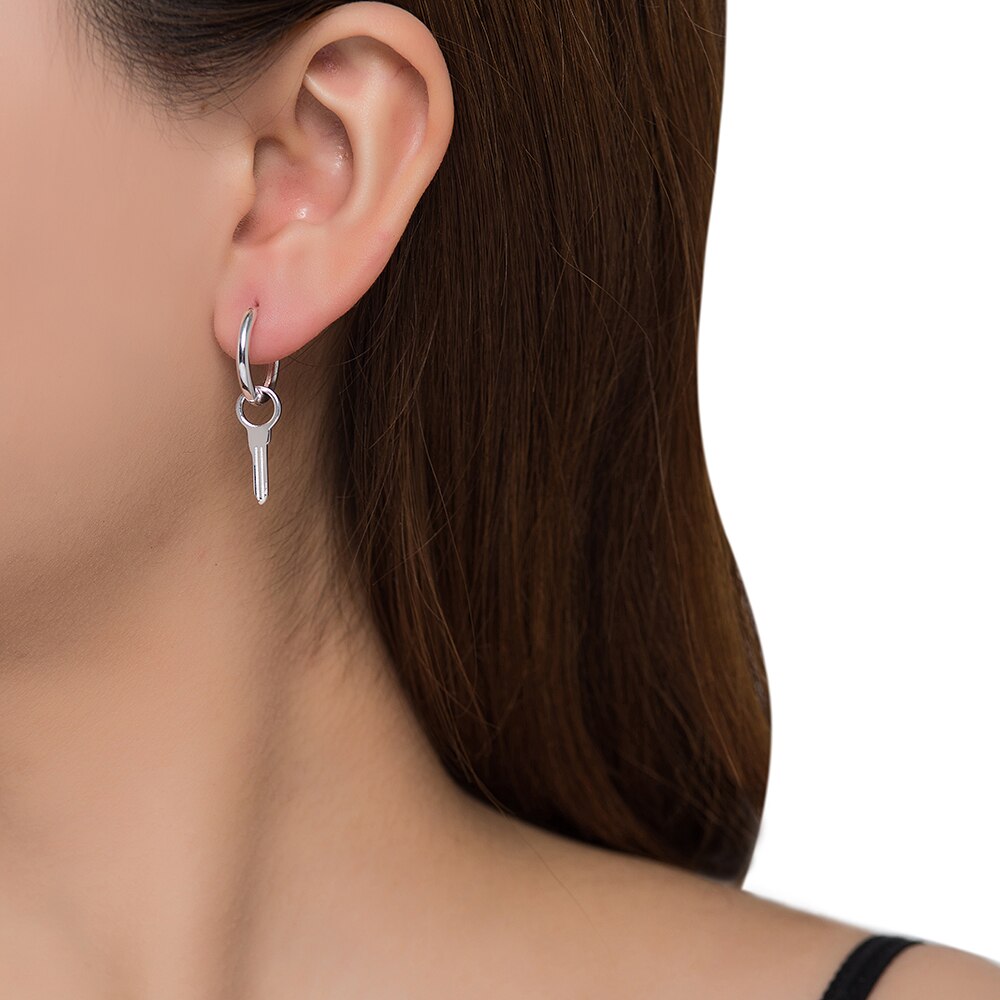 Silver Key Earrings