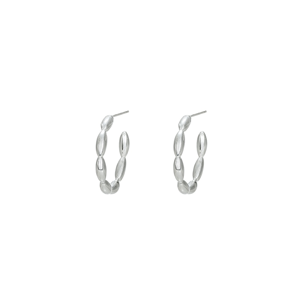 Large Silver Bubbly Hoop Earrings