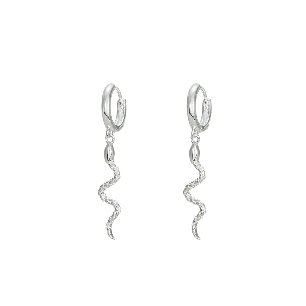 Silver Snake Earrings