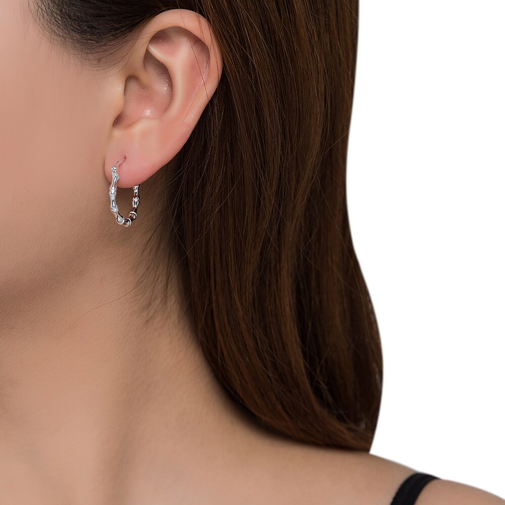 Silver Small Bone Hoop Earrings