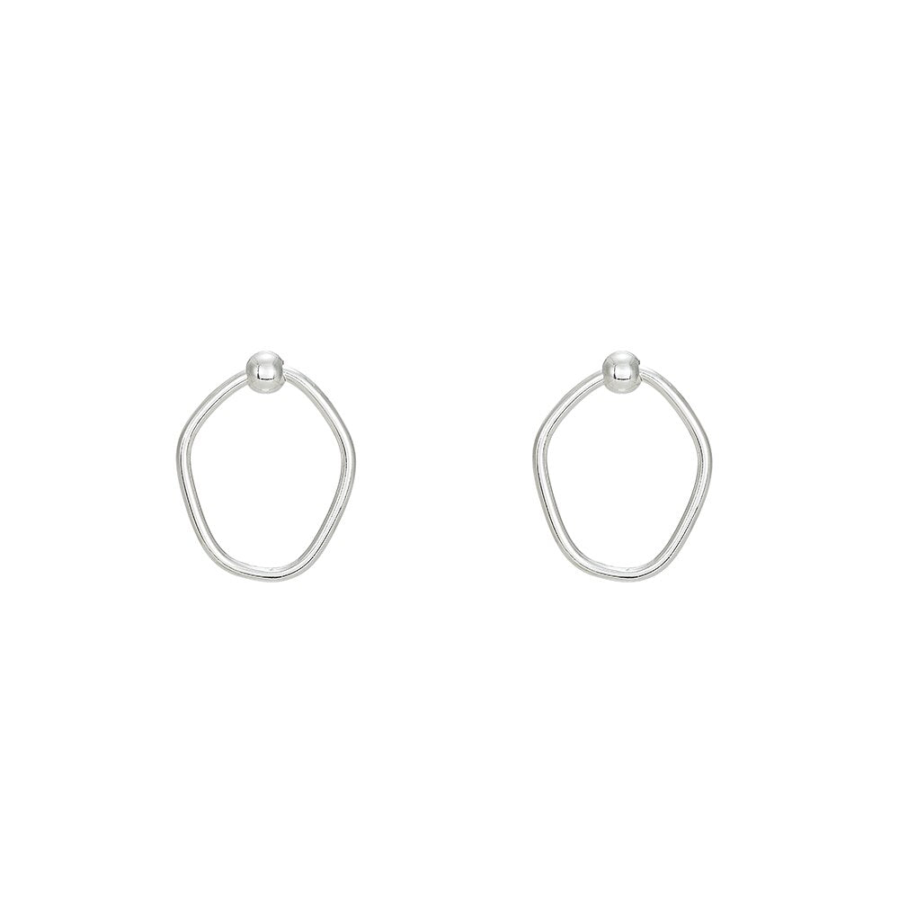 Silver Oval Heterojen Earrings