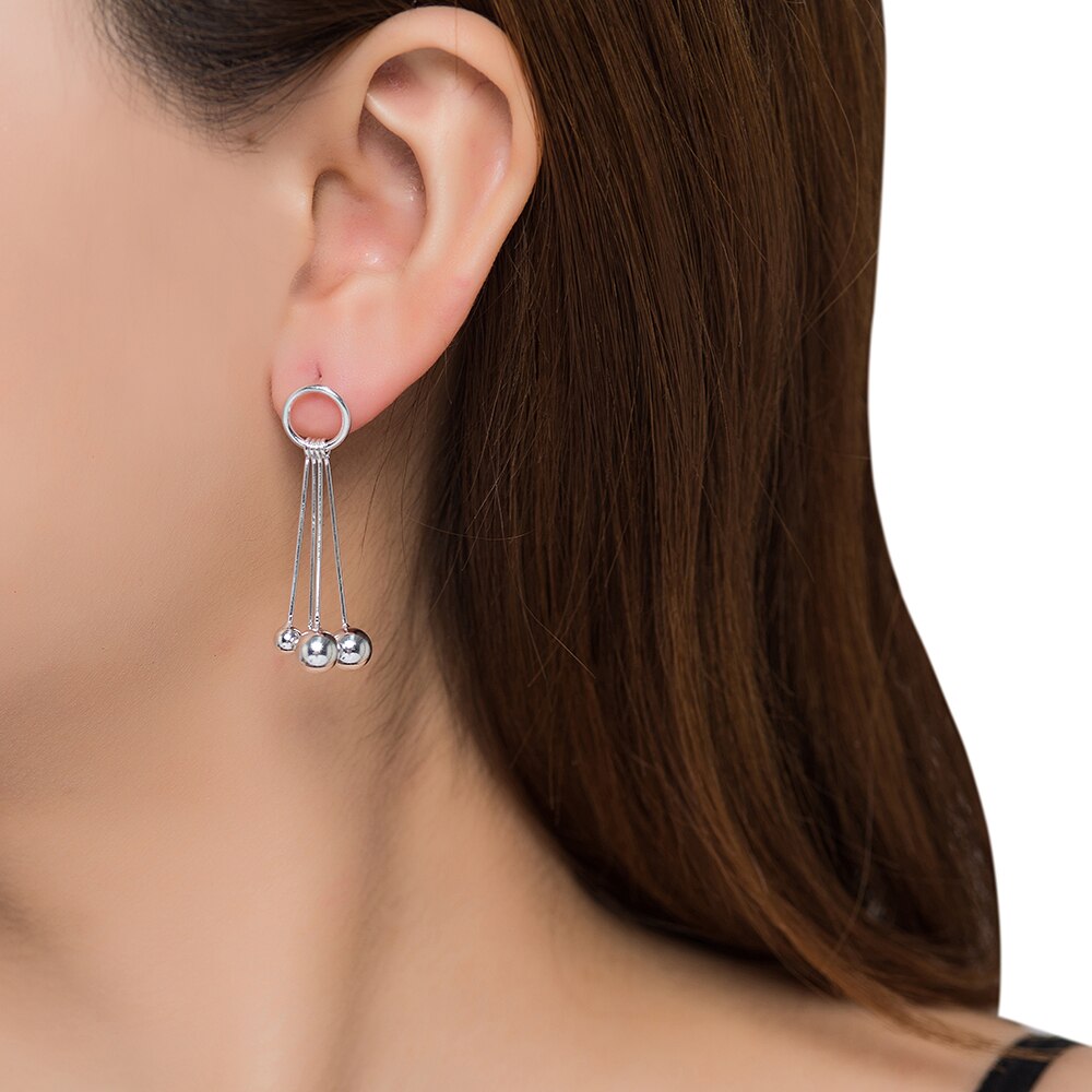 Silver Dangly Ball Earrings