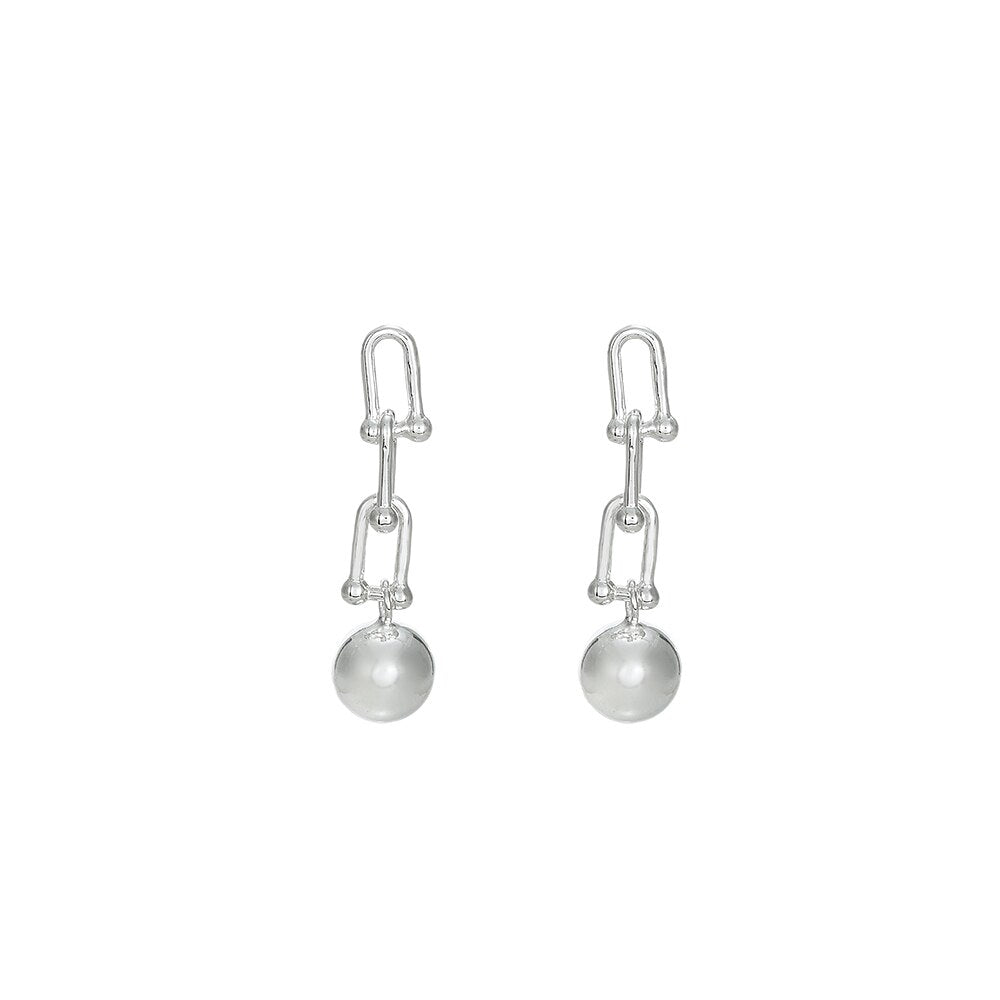 Silver Lock and Ball Earrings